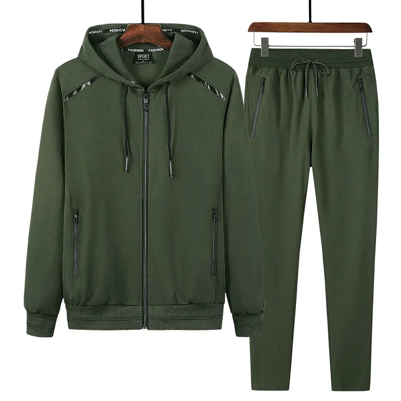 2 Pieces Suits Hoodies Jogger Men Winter Sportwear Sets Hooded Jackets Pants Hip Hop Sports Tracksuit Men's Clothing Large Sizes