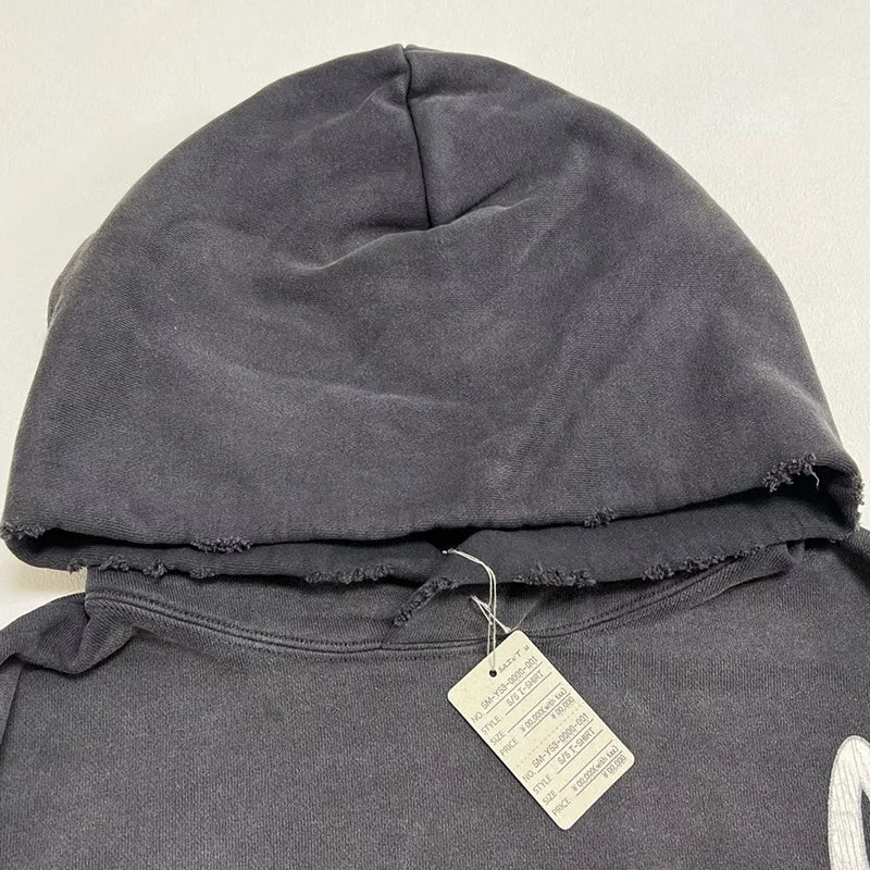 Good Quality Saint Hoodies Men Woman Hooded Pullovers Washed High Street Damaged Oversized Sweatshirts Hip Hop Autumn Winter