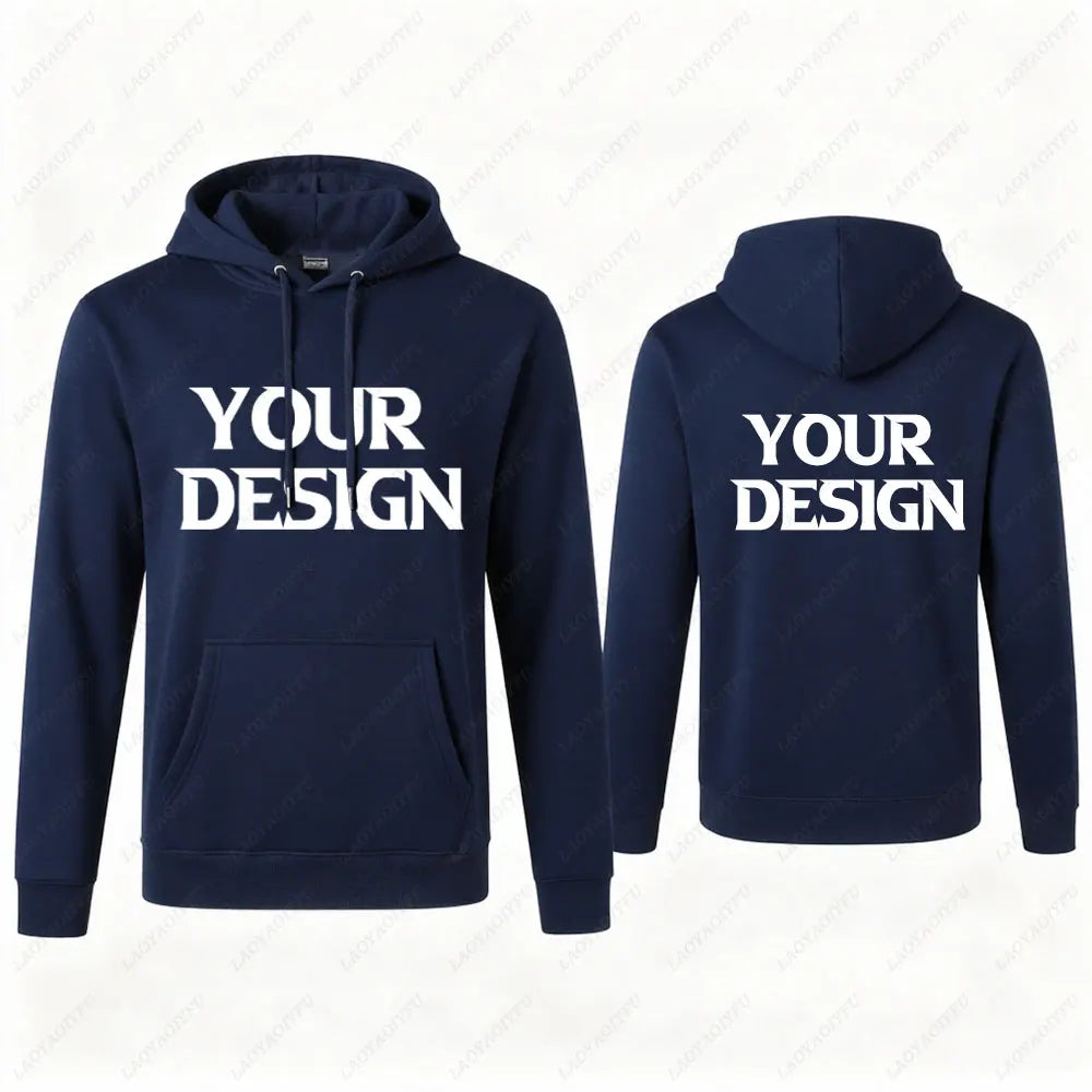 2025 DIY Custom Your Text New Autumn Winter Casual Men's Tops Solid Color Hoodies Sweatshirt Sweatshirt Men Clothing