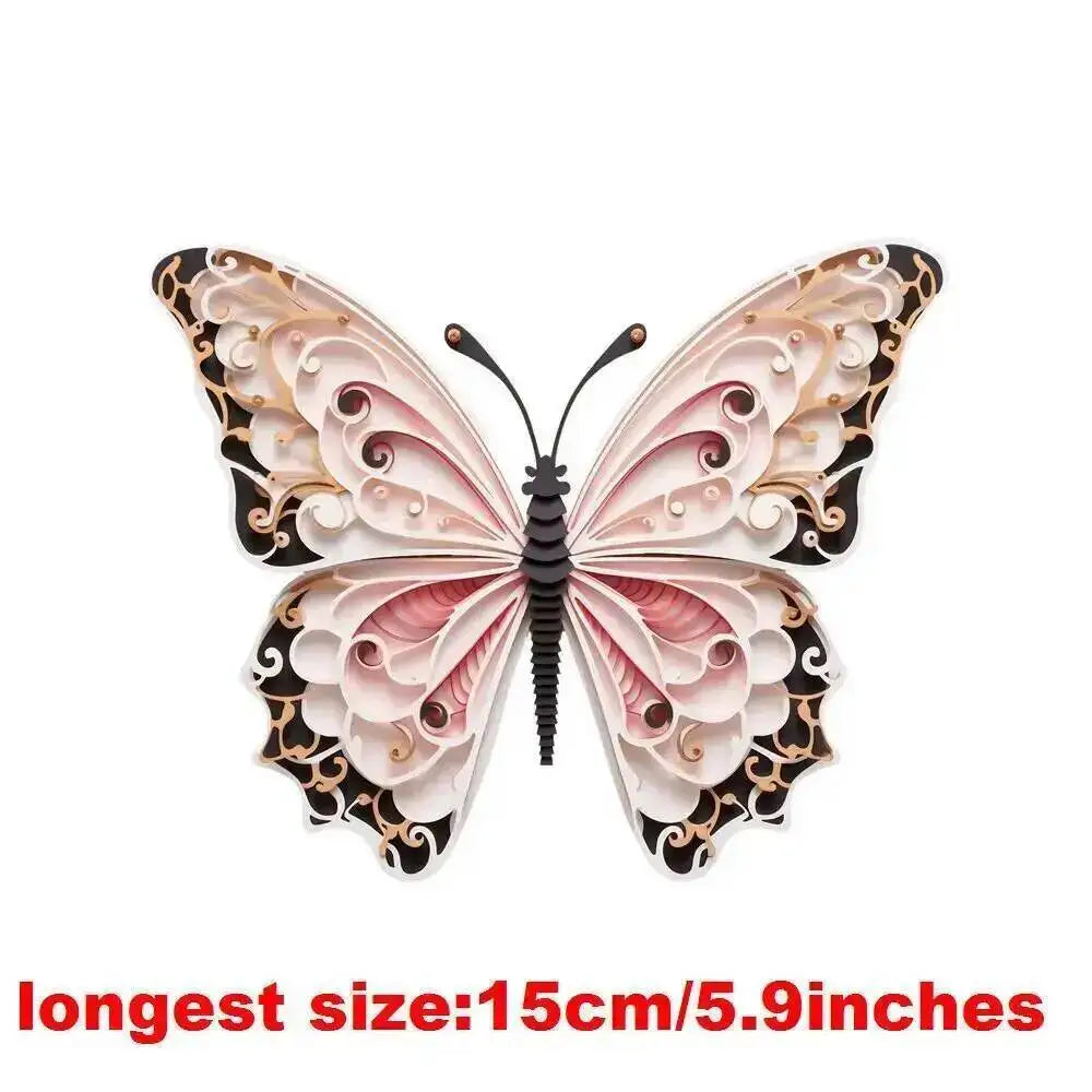15cm Kids Cartoon Hollow Out Butterfly Dtf Transfers Ready To Press Patches For Clothing T-shirt Hoodies Heat Transfer Stickers