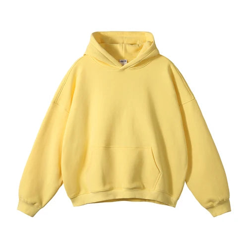 Cotton Baggy Fleece Hoodies for Men Solid Color Plush Pullovers Oversized Hooded Sweatshirt Autumn Winter Thick Clothes Unisex