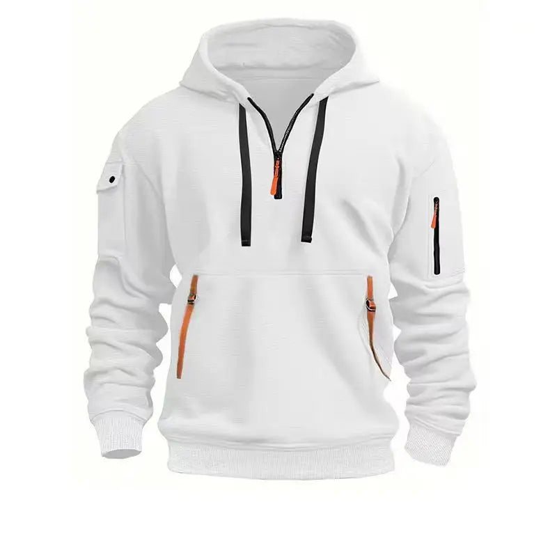 New Men's Zip-Up Color Block Hoodie with Casual Stylish & Durable Fall/Winter Top Raglan Sleeves Hoodies Sweatshirt MaleNew Men'