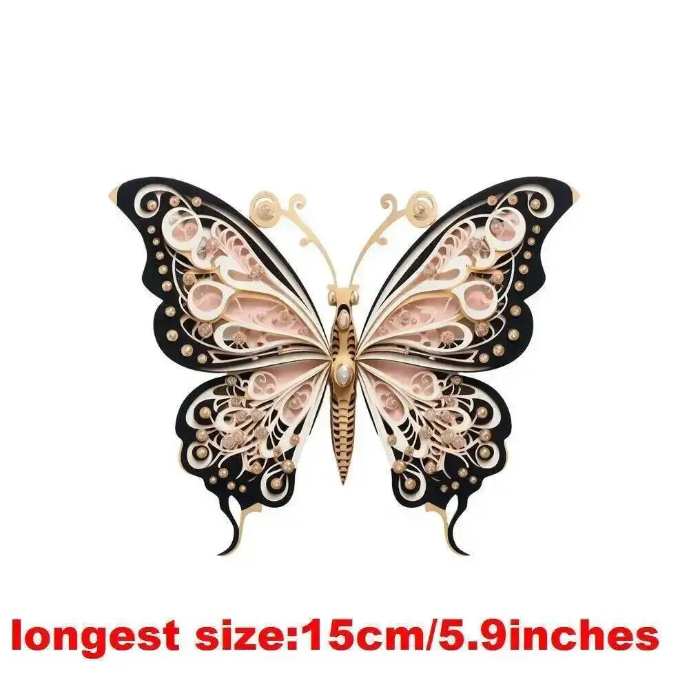 15cm Kids Cartoon Hollow Out Butterfly Dtf Transfers Ready To Press Patches For Clothing T-shirt Hoodies Heat Transfer Stickers
