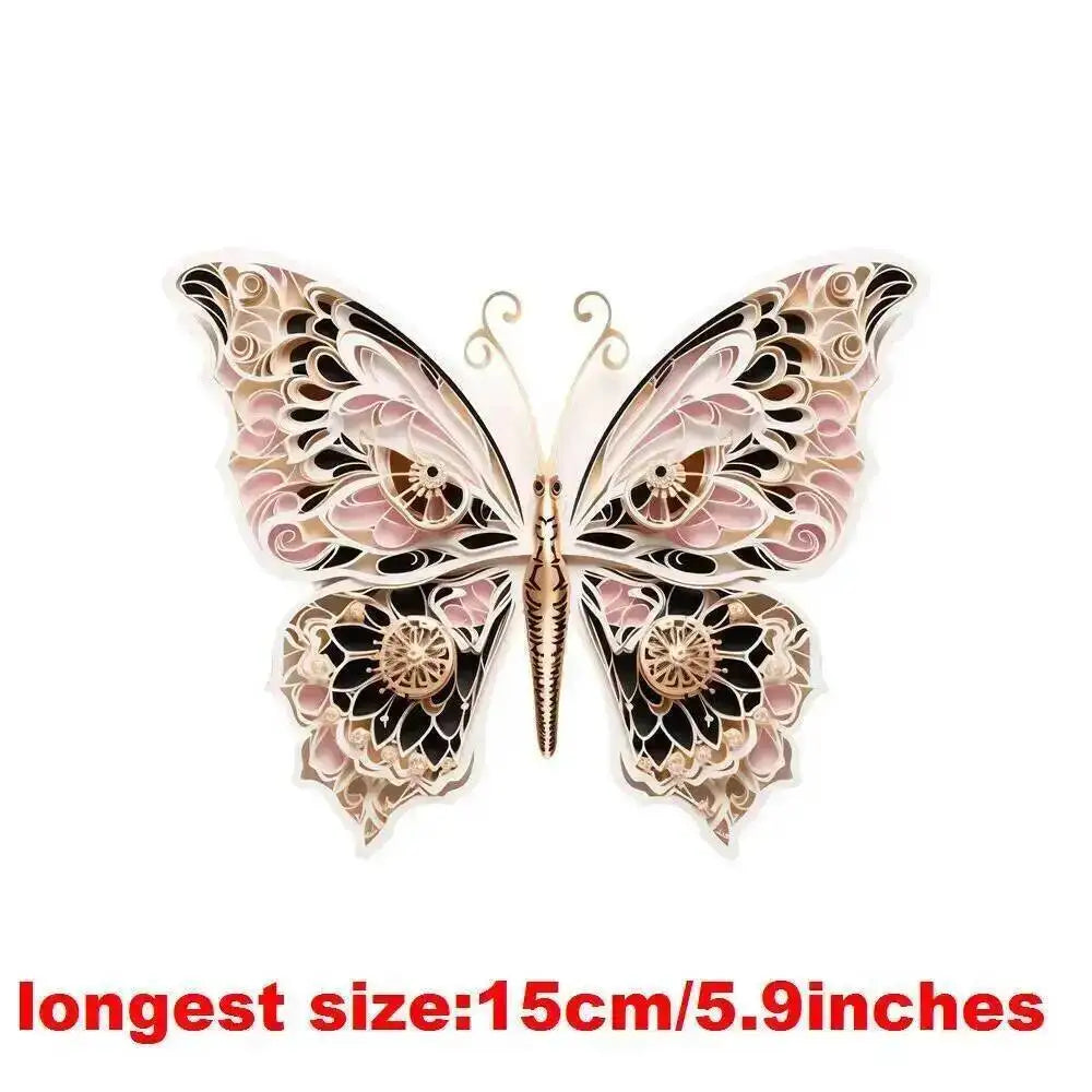 15cm Kids Cartoon Hollow Out Butterfly Dtf Transfers Ready To Press Patches For Clothing T-shirt Hoodies Heat Transfer Stickers