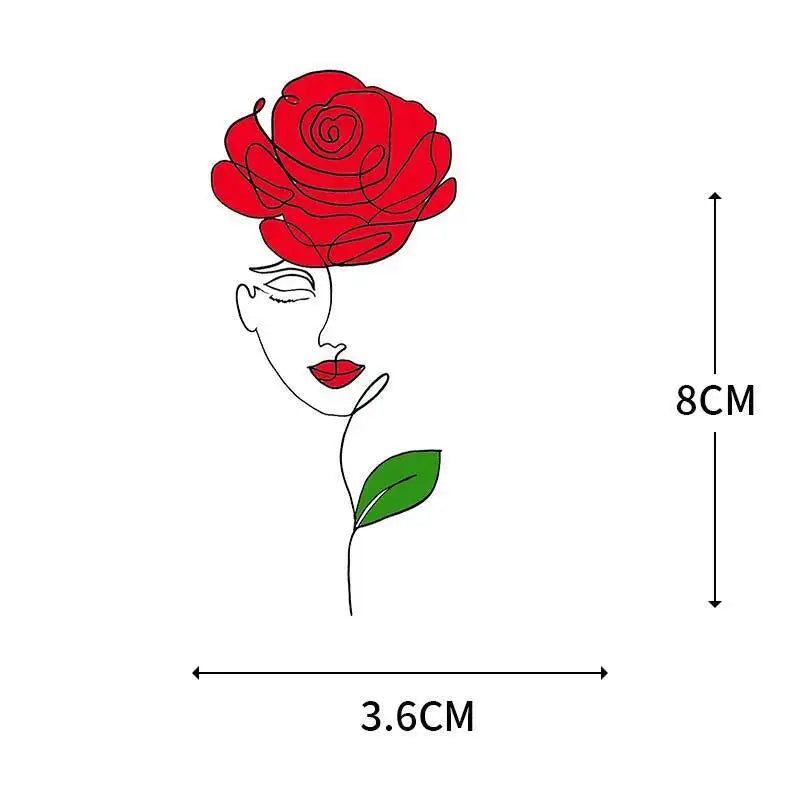 Abstract portraits and floral patterns heat transfer girls' clothing printed stickers Iron On hoodies and canvas bags DIY