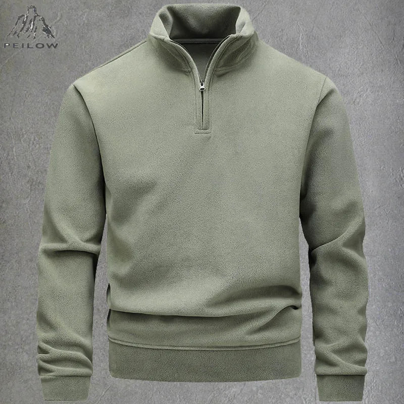 Men's Polar Fleece Stand-Collar Hoodies Autumn Winter Fashion Half-Zip Long-Sleeve Pullover Sweatshirt Warm Men's Hiking Jackets