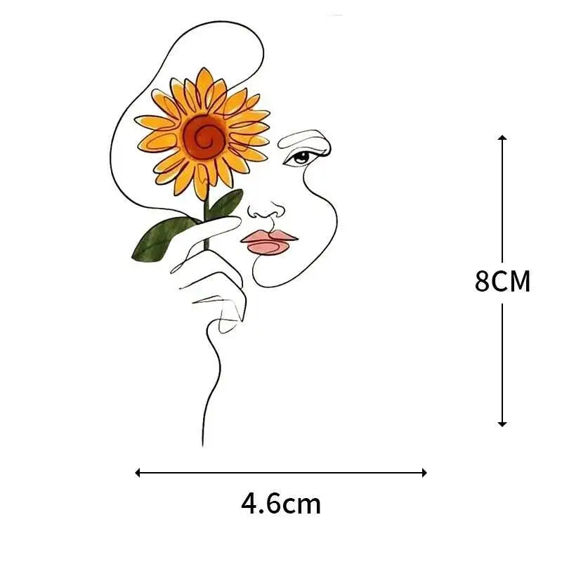 Abstract portraits and floral patterns heat transfer girls' clothing printed stickers Iron On hoodies and canvas bags DIY