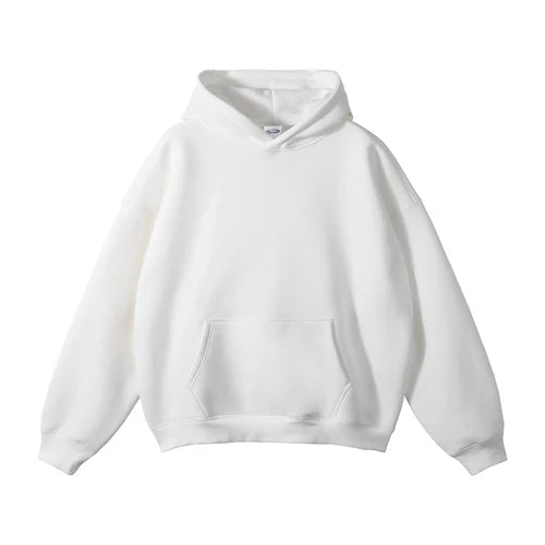 Cotton Baggy Fleece Hoodies for Men Solid Color Plush Pullovers Oversized Hooded Sweatshirt Autumn Winter Thick Clothes Unisex