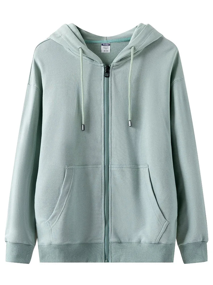 Women Sweatshirts Zip Up Hoodies White Hooded Zip-up Jackets Autumn Cotton Solid Sweatshirt With Zipper Oversized Hoodies Women