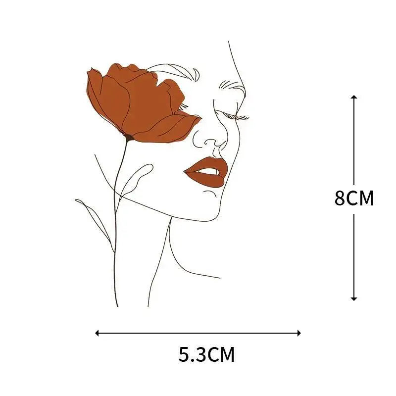 Abstract portraits and floral patterns heat transfer girls' clothing printed stickers Iron On hoodies and canvas bags DIY