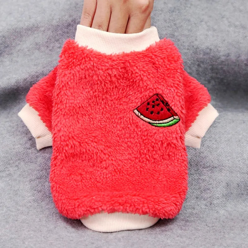 Cute Fruit Print Dog Hoodies Warm Pet Dog Clothes Luxury Puppy Coat Jacket Winter Cat Pullover Chihuahua French Bulldog Clothes