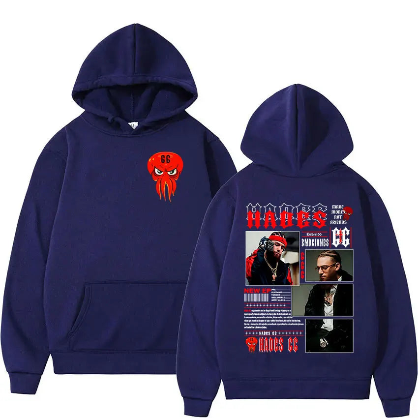 Rapper Hades 66 2025 Album Graphic Cover Hoody Men's Clothing Gothic Long Sleeve Sweatshirt Y2K Vintage Oversized Fleece Hoodies