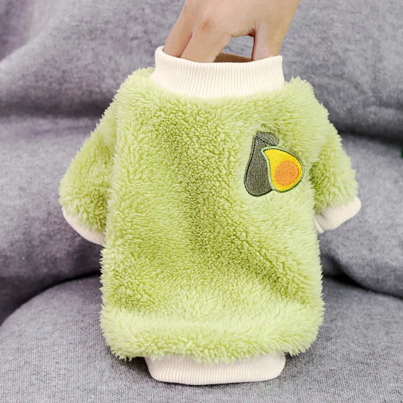 Cute Fruit Print Dog Hoodies Warm Pet Dog Clothes Luxury Puppy Coat Jacket Winter Cat Pullover Chihuahua French Bulldog Clothes