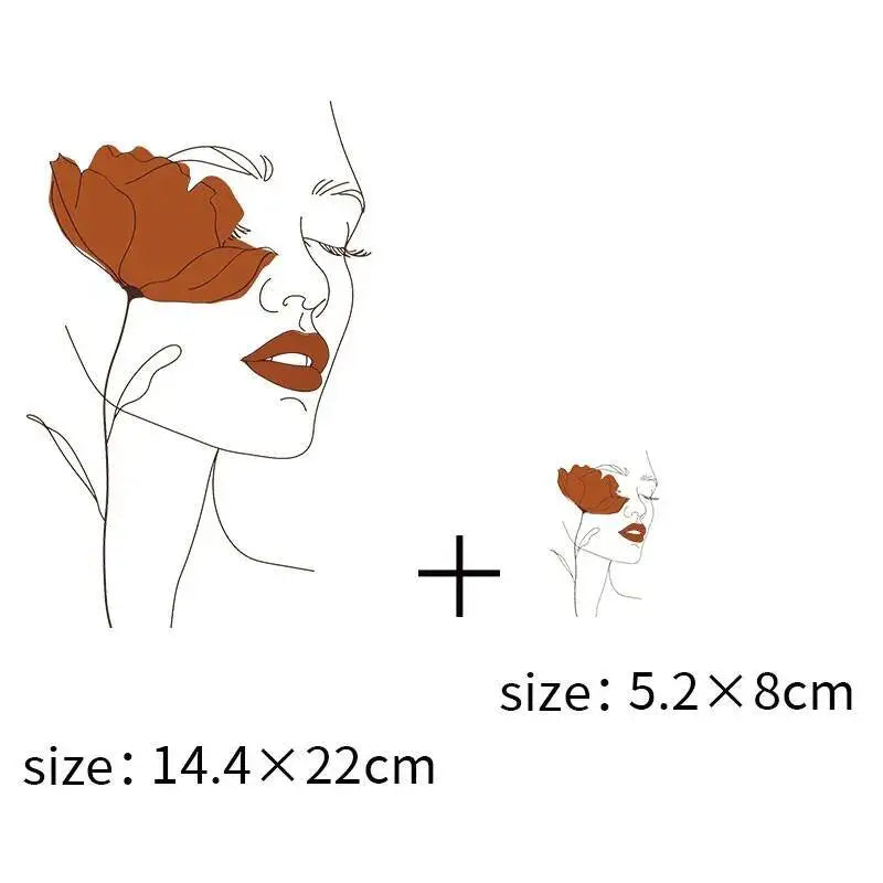 Abstract portraits and floral patterns heat transfer girls' clothing printed stickers Iron On hoodies and canvas bags DIY