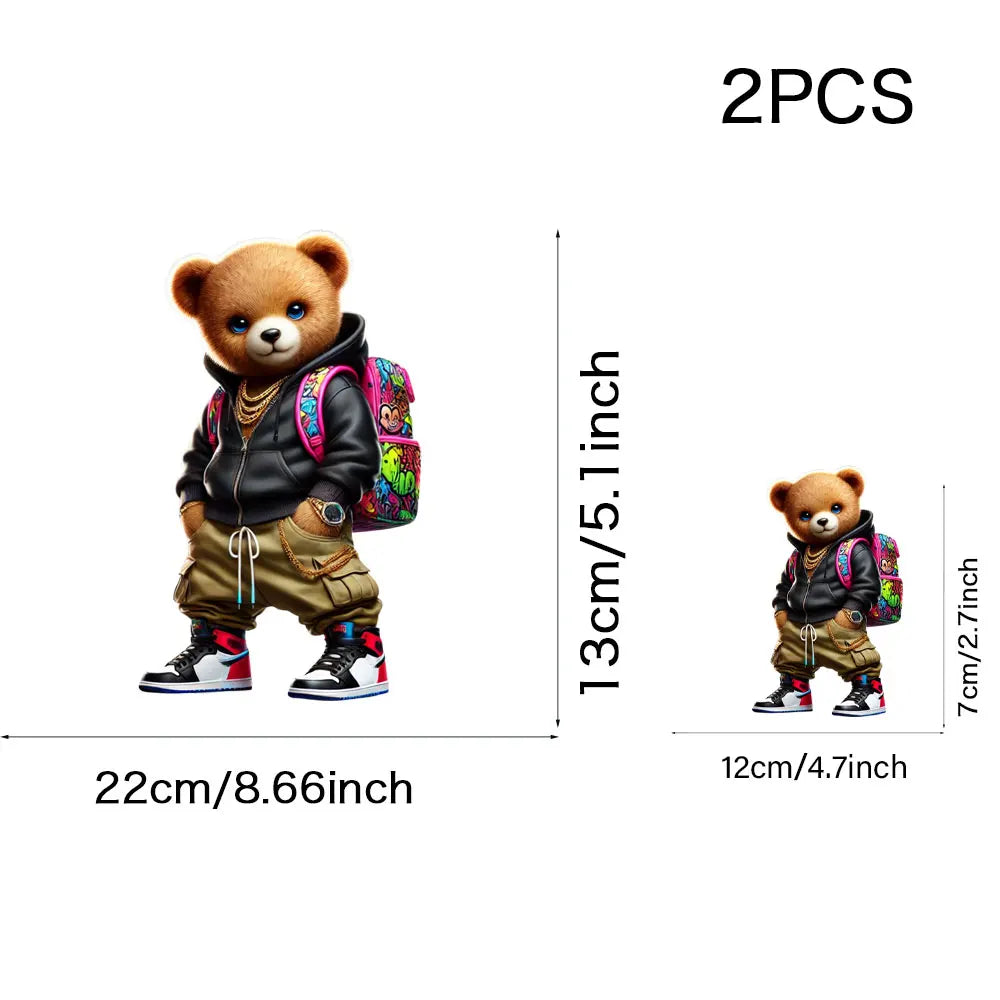 Cool Punk Bears Patches On Clothes Thermal Press Decal T-Shirt Parches Ropa Hoodies Heat Transfer DIY Clothes Stickers Iron On