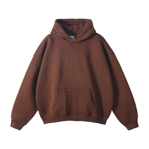 Cotton Baggy Fleece Hoodies for Men Solid Color Plush Pullovers Oversized Hooded Sweatshirt Autumn Winter Thick Clothes Unisex