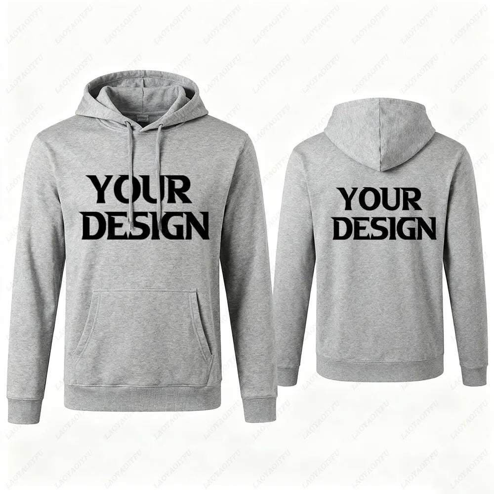 2025 DIY Custom Your Text New Autumn Winter Casual Men's Tops Solid Color Hoodies Sweatshirt Sweatshirt Men Clothing