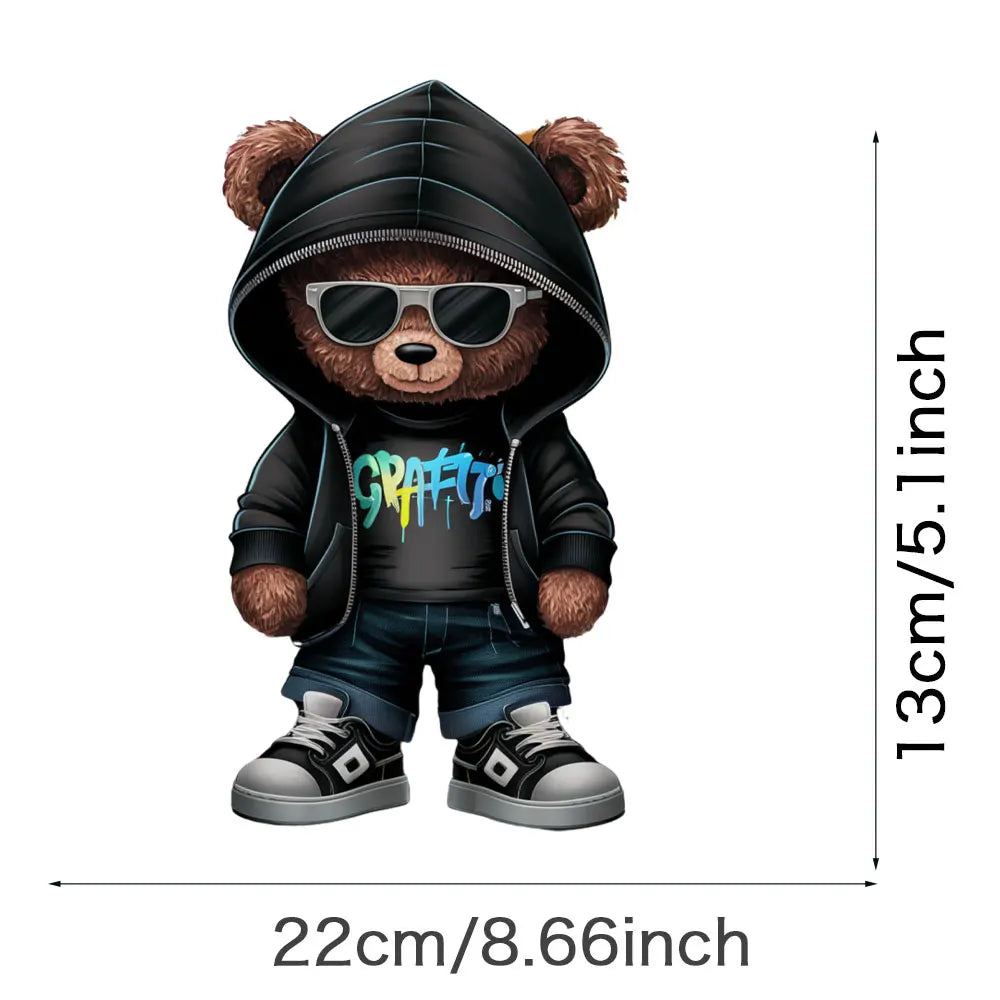 Cool Punk Bears Patches On Clothes Thermal Press Decal T-Shirt Parches Ropa Hoodies Heat Transfer DIY Clothes Stickers Iron On