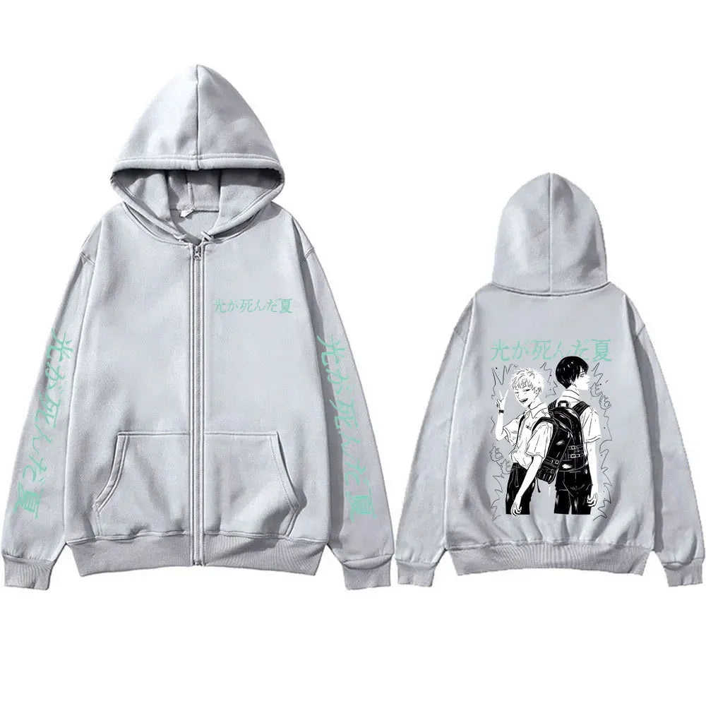Anime The Summer Hikaru Died Graphic Zipper Hoodie Men Women Clothing Cartoon Manga Zip Up Jacket Unisex Casual Vintage Hoodies