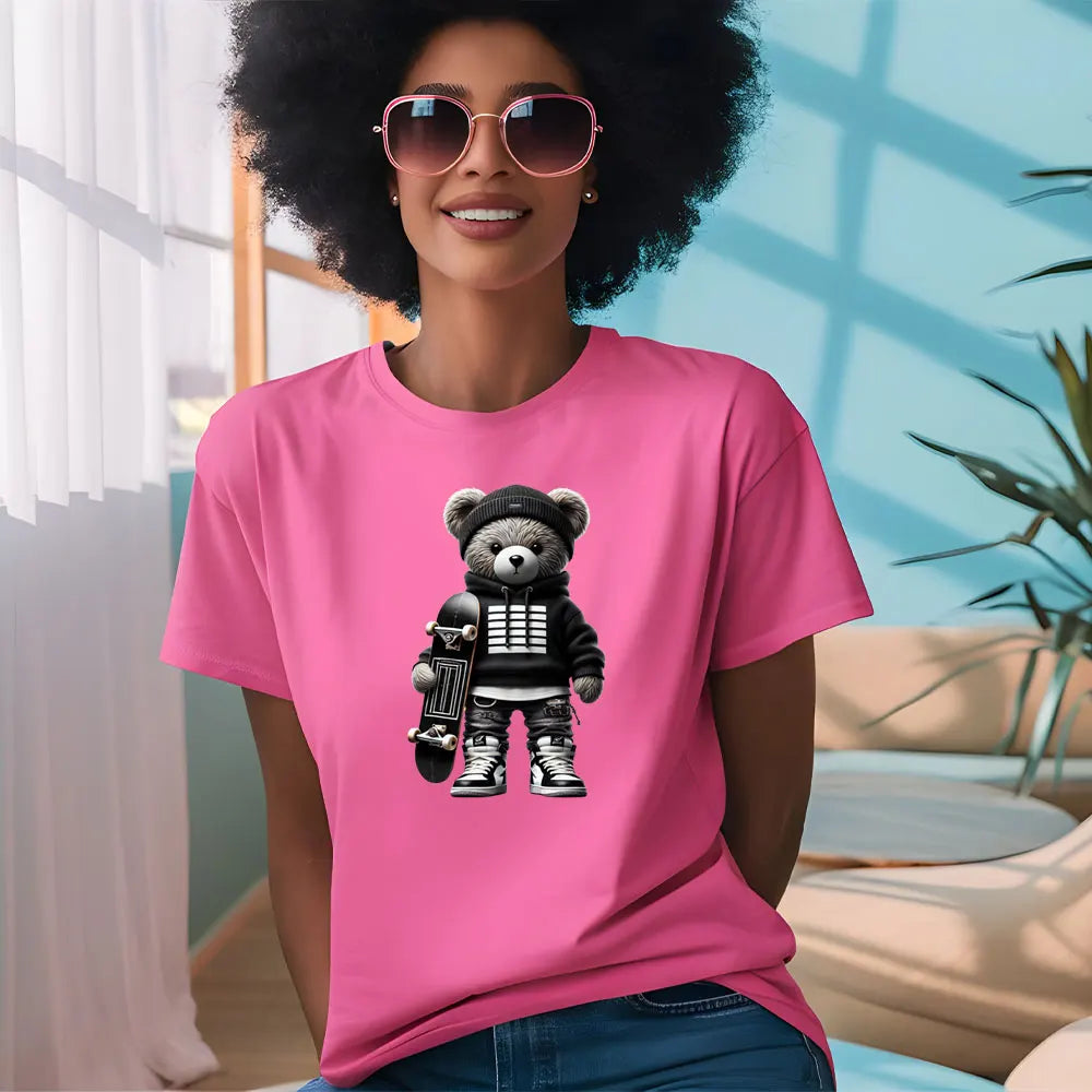 Cool Punk Bears Patches On Clothes Thermal Press Decal T-Shirt Parches Ropa Hoodies Heat Transfer DIY Clothes Stickers Iron On