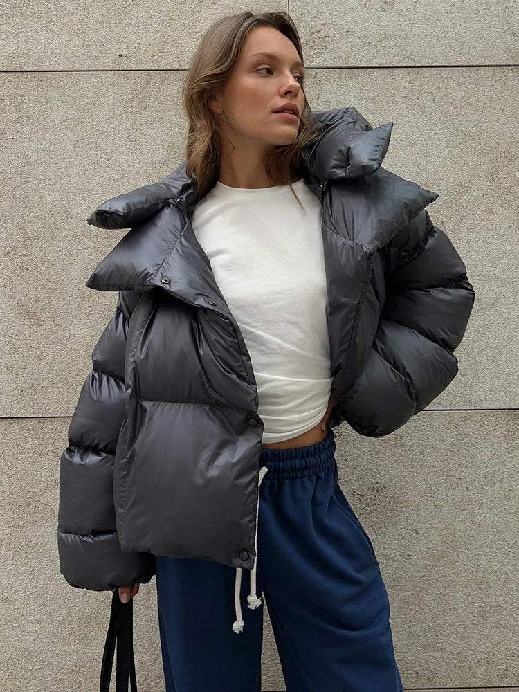 TARUXY Thick Parkas Long Sleeve Top Women Autumn Winter Warm Coat Women's Street Fashion Hoodies Woman Cotton-padded Jacket 2023