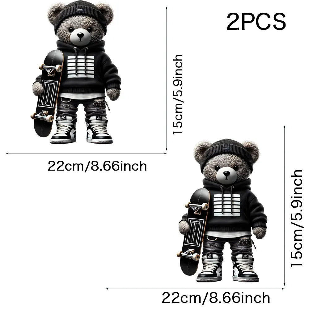 Cool Punk Bears Patches On Clothes Thermal Press Decal T-Shirt Parches Ropa Hoodies Heat Transfer DIY Clothes Stickers Iron On