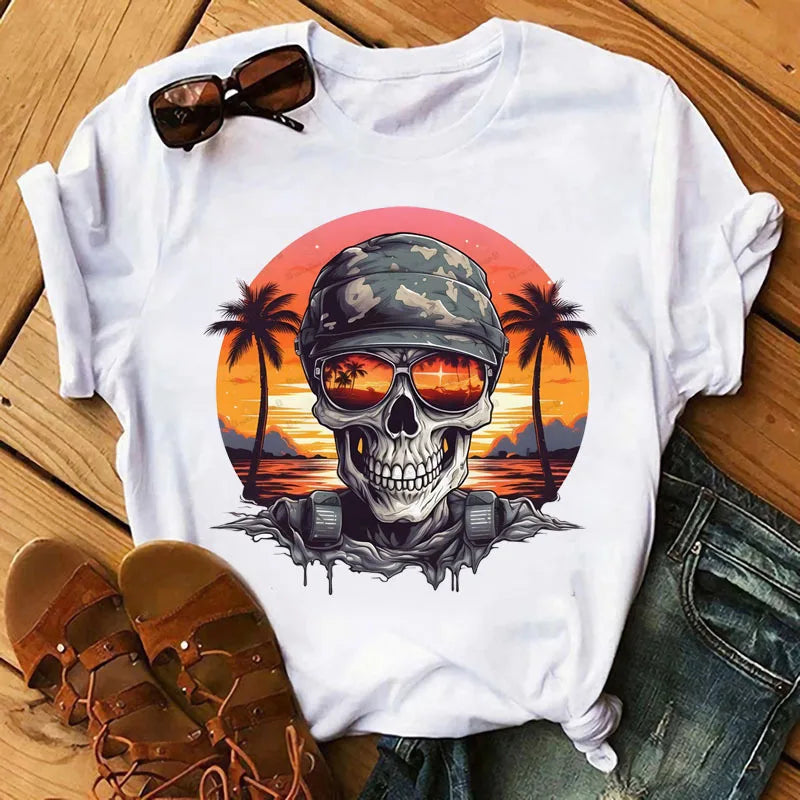 New Vintage Thermal DTF Stickers Punk Style Skulls Parches Ropa Diy Heat Transfer Cap Hoodies Clothes Sticker Custom Patch Vinyl