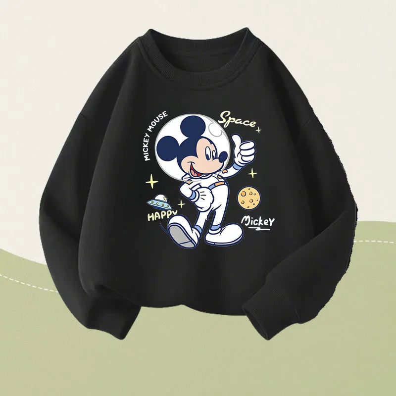 SPRING New Style Boys Long Sleeve Tops Mickey Printed Children's O Neck Hoodies Kids Casual Sweatshirts Breathable Sport Clothes