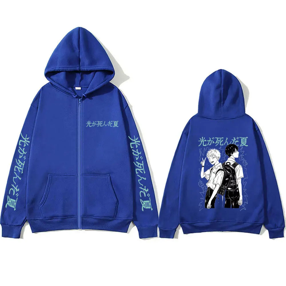 Anime The Summer Hikaru Died Graphic Zipper Hoodie Men Women Clothing Cartoon Manga Zip Up Jacket Unisex Casual Vintage Hoodies