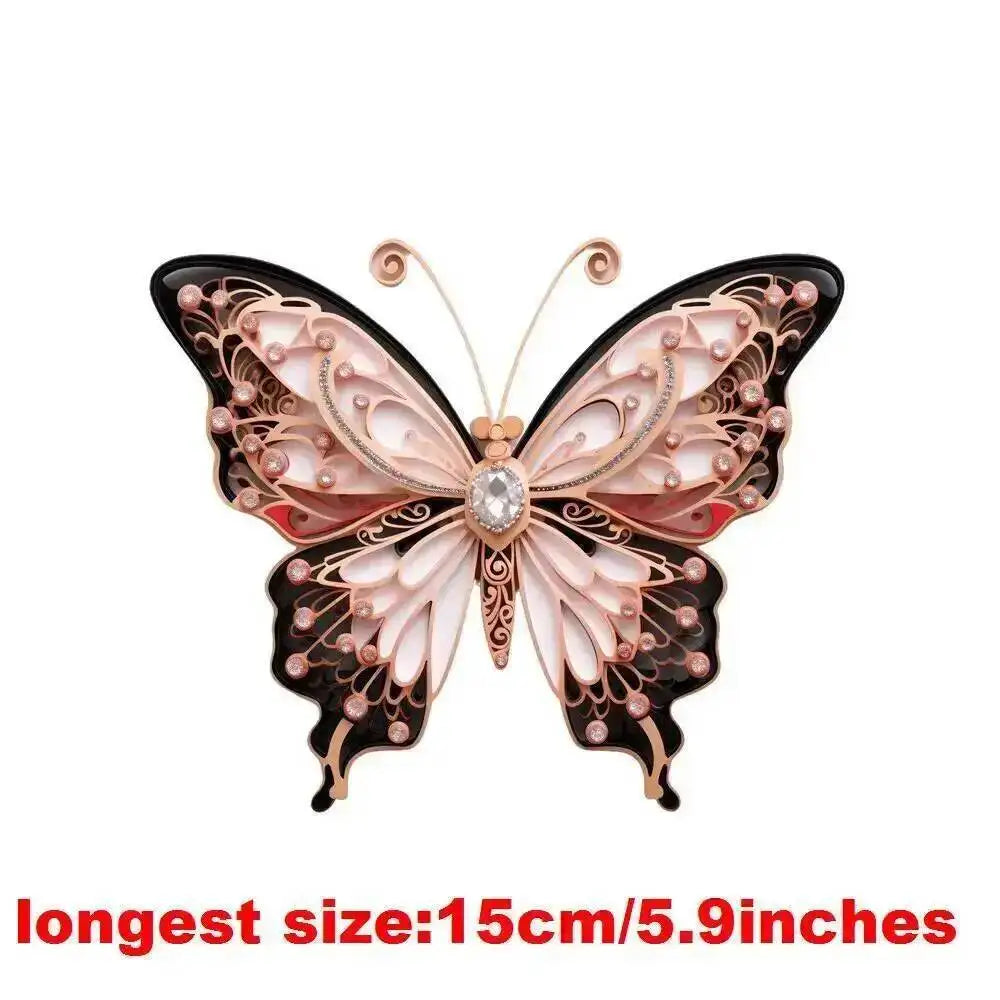 15cm Kids Cartoon Hollow Out Butterfly Dtf Transfers Ready To Press Patches For Clothing T-shirt Hoodies Heat Transfer Stickers