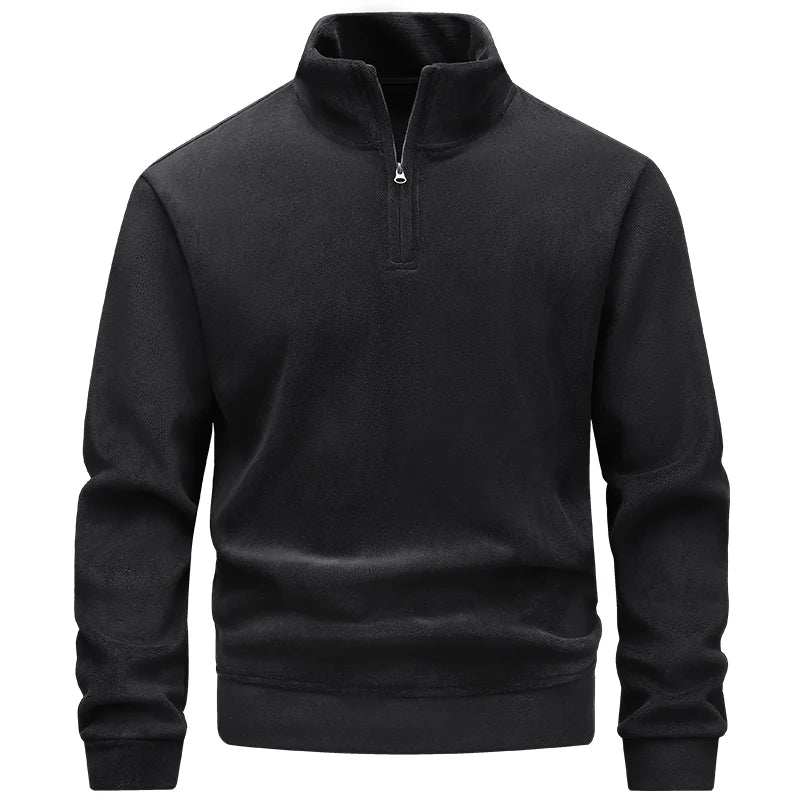 Men's Polar Fleece Stand-Collar Hoodies Autumn Winter Fashion Half-Zip Long-Sleeve Pullover Sweatshirt Warm Men's Hiking Jackets