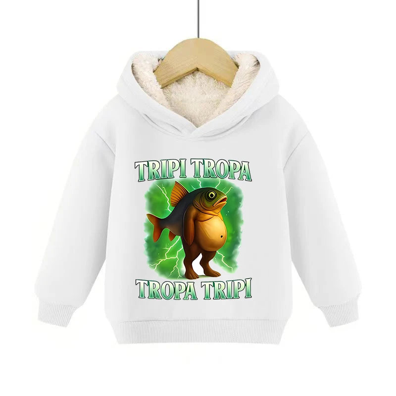 Italian Brainrot Animals Pullover Hoodies Cappuccino Assassino Lamb Fleece Kid Sweatshirt Sahur Anime Cartoons Clothes Tops Gift