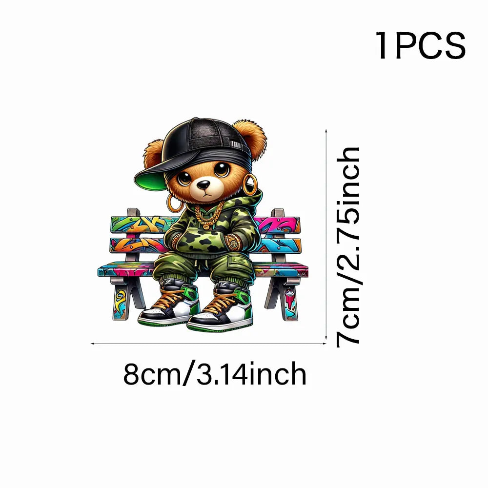 Cool Punk Bears Patches On Clothes Thermal Press Decal T-Shirt Parches Ropa Hoodies Heat Transfer DIY Clothes Stickers Iron On
