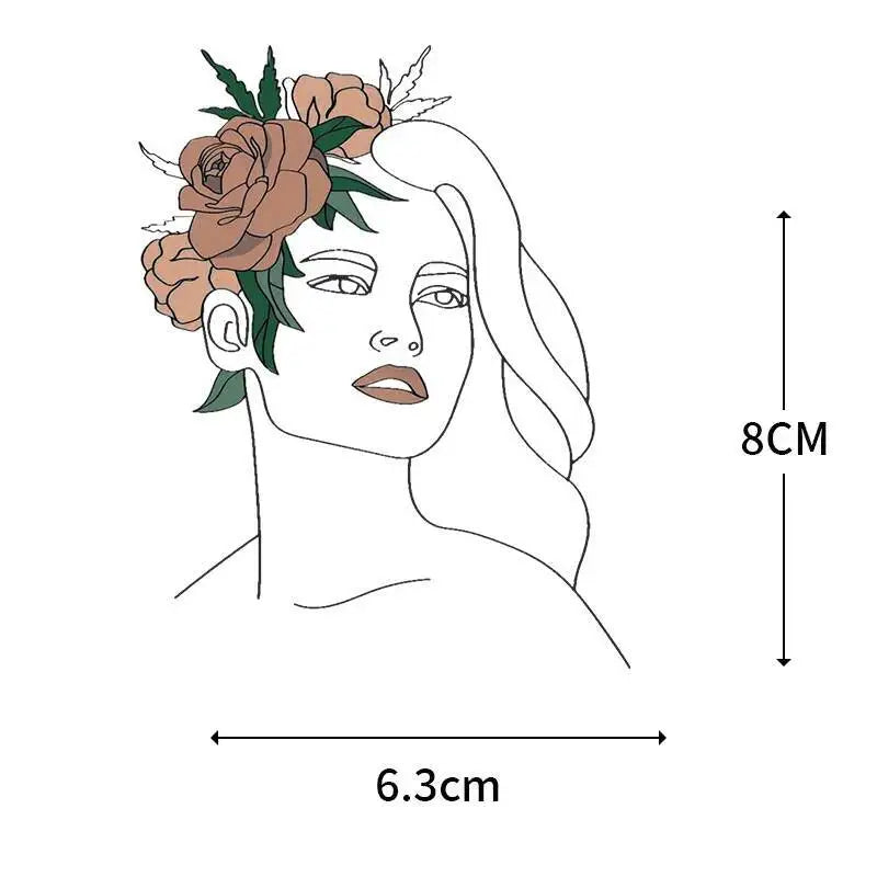 Abstract portraits and floral patterns heat transfer girls' clothing printed stickers Iron On hoodies and canvas bags DIY
