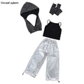 Girls Sequin Crop Hoodies Street Dance Shorts Kids Skirts Hip Hop Jazz Silver Pants Clothes Sets Child Streetwear K-pop Costumes