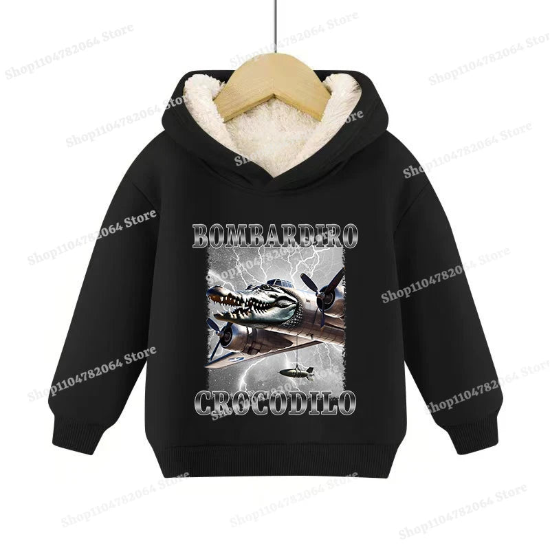 Italian Brainrot Animals Pullover Hoodies Cappuccino Assassino Lamb Fleece Kid Sweatshirt Sahur Anime Cartoons Clothes Tops Gift