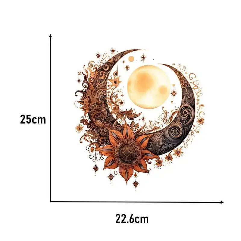 Heat Transfer on Clothes Iron On Patch for Hoodies, Sun and Moon, DTF Thermo Sticker Decals for Men and Women