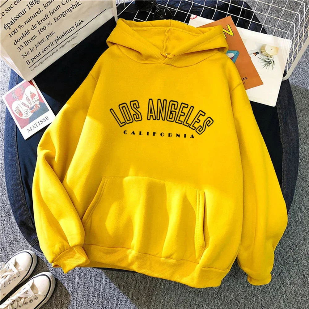 Los Angeles Hoodies Letter Print Sweatshirts Men Women Los Angeles Casual Long Sleeve Hiphop Streetwear Harajuku Fleece Pullover