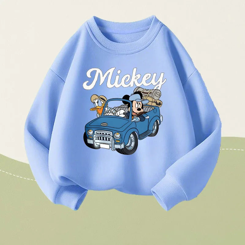 SPRING New Style Boys Long Sleeve Tops Mickey Printed Children's O Neck Hoodies Kids Casual Sweatshirts Breathable Sport Clothes