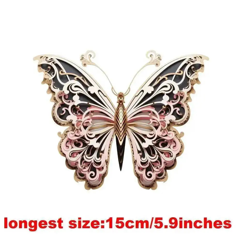 15cm Kids Cartoon Hollow Out Butterfly Dtf Transfers Ready To Press Patches For Clothing T-shirt Hoodies Heat Transfer Stickers