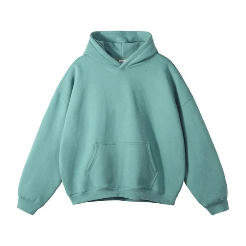 Cotton Baggy Fleece Hoodies for Men Solid Color Plush Pullovers Oversized Hooded Sweatshirt Autumn Winter Thick Clothes Unisex