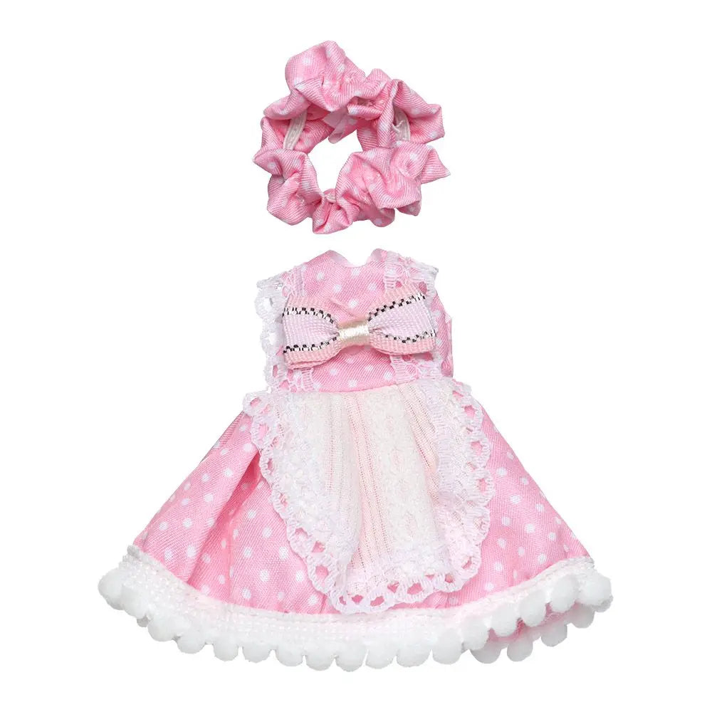 16CM Doll Clothes Suit Lace Princess Dress Headwear Cute Hoodies Skirt Overall Vest Hat OB11 Clothes Outfit 1/8BJD Accessories