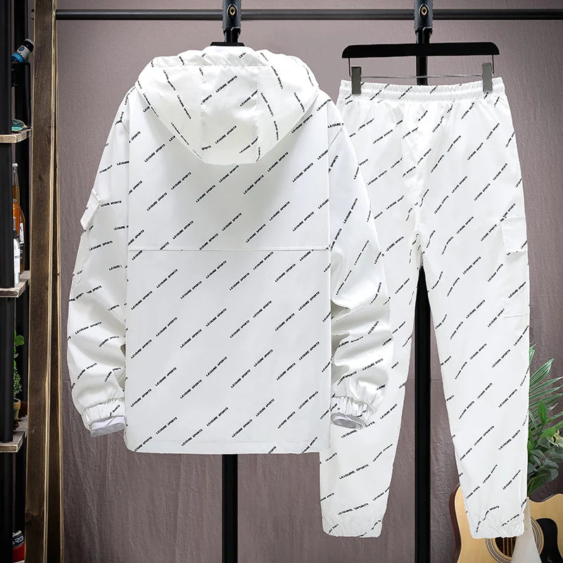 Men Tracksuit Casual Hoodies Sets 2025 Autumn New Male Jackets+Pants Two Piece Sets Hip Hop Streetwear Sports Suit Patchwork