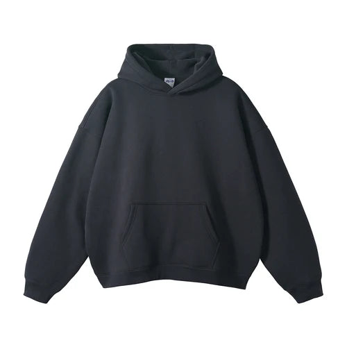 Cotton Baggy Fleece Hoodies for Men Solid Color Plush Pullovers Oversized Hooded Sweatshirt Autumn Winter Thick Clothes Unisex