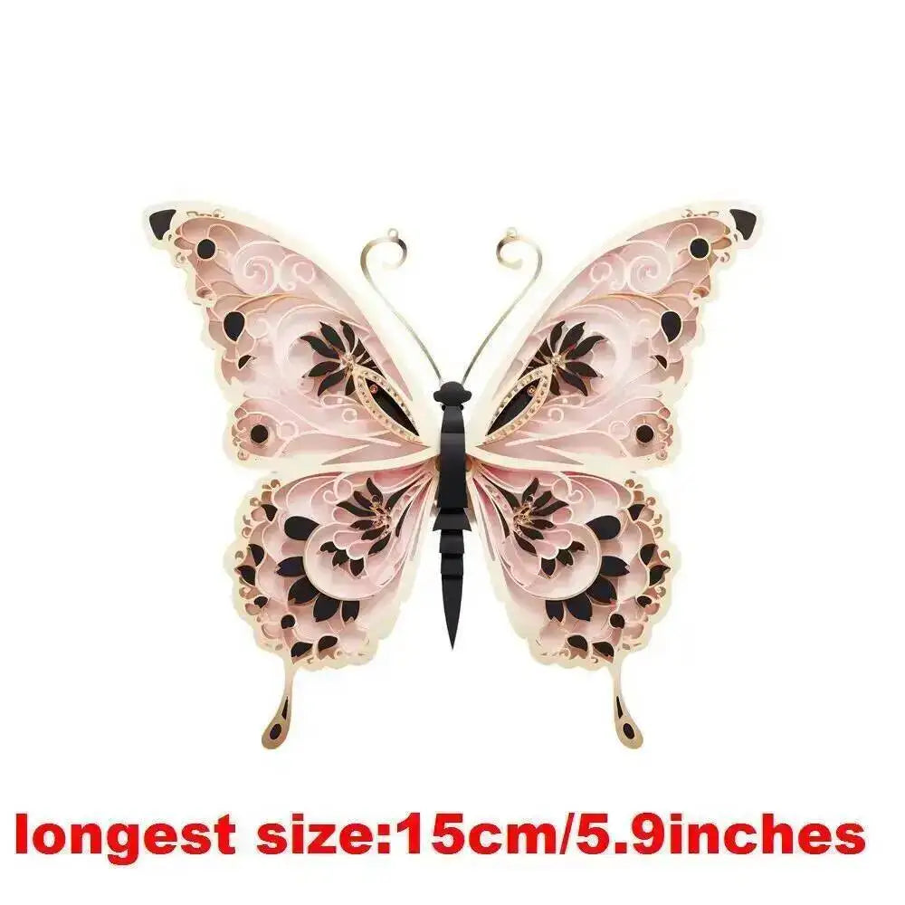 15cm Kids Cartoon Hollow Out Butterfly Dtf Transfers Ready To Press Patches For Clothing T-shirt Hoodies Heat Transfer Stickers