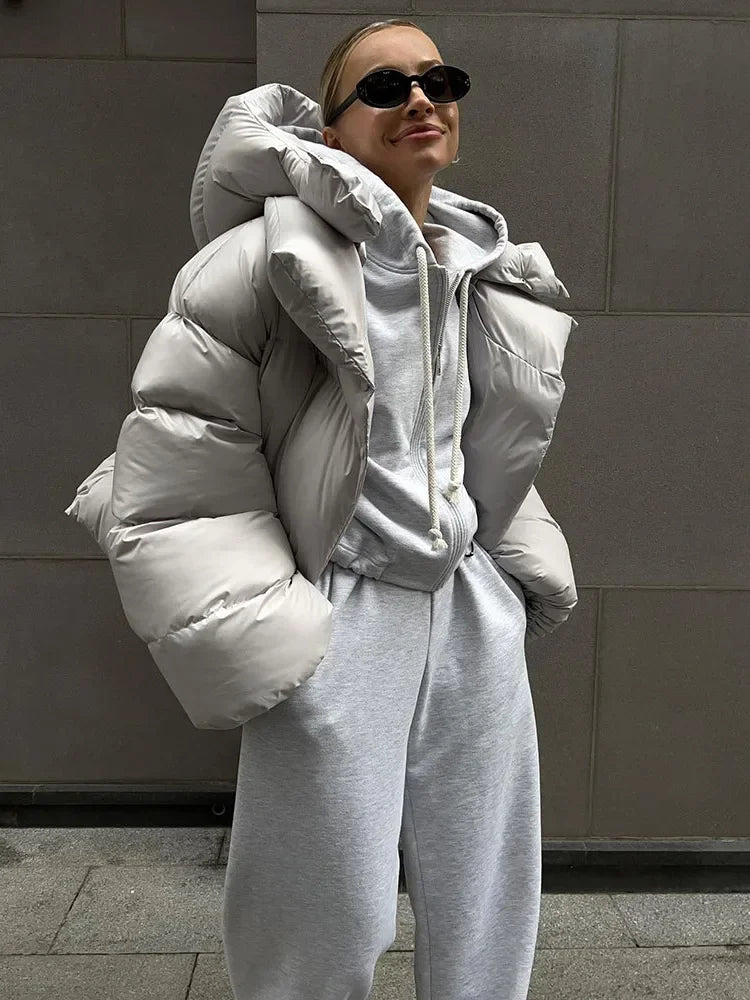 TARUXY Thick Parkas Long Sleeve Top Women Autumn Winter Warm Coat Women's Street Fashion Hoodies Woman Cotton-padded Jacket 2023