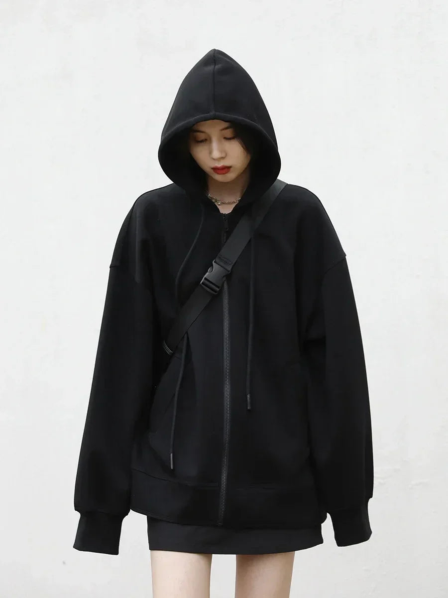 CHIC VEN Women Sweatshirts Hoodies Solid Loose Casual Hooded Female Tops Lady Coat Medium Length Overcoat Spring Autumn 2025