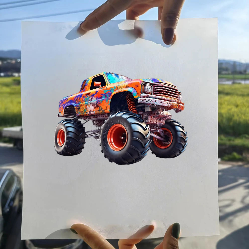 Car, Sports Car, Off-road Vehicle DTF Thermo Sticker Decals Heat Transfer On Clothes Iron On Patch For Hoodies Press Printing