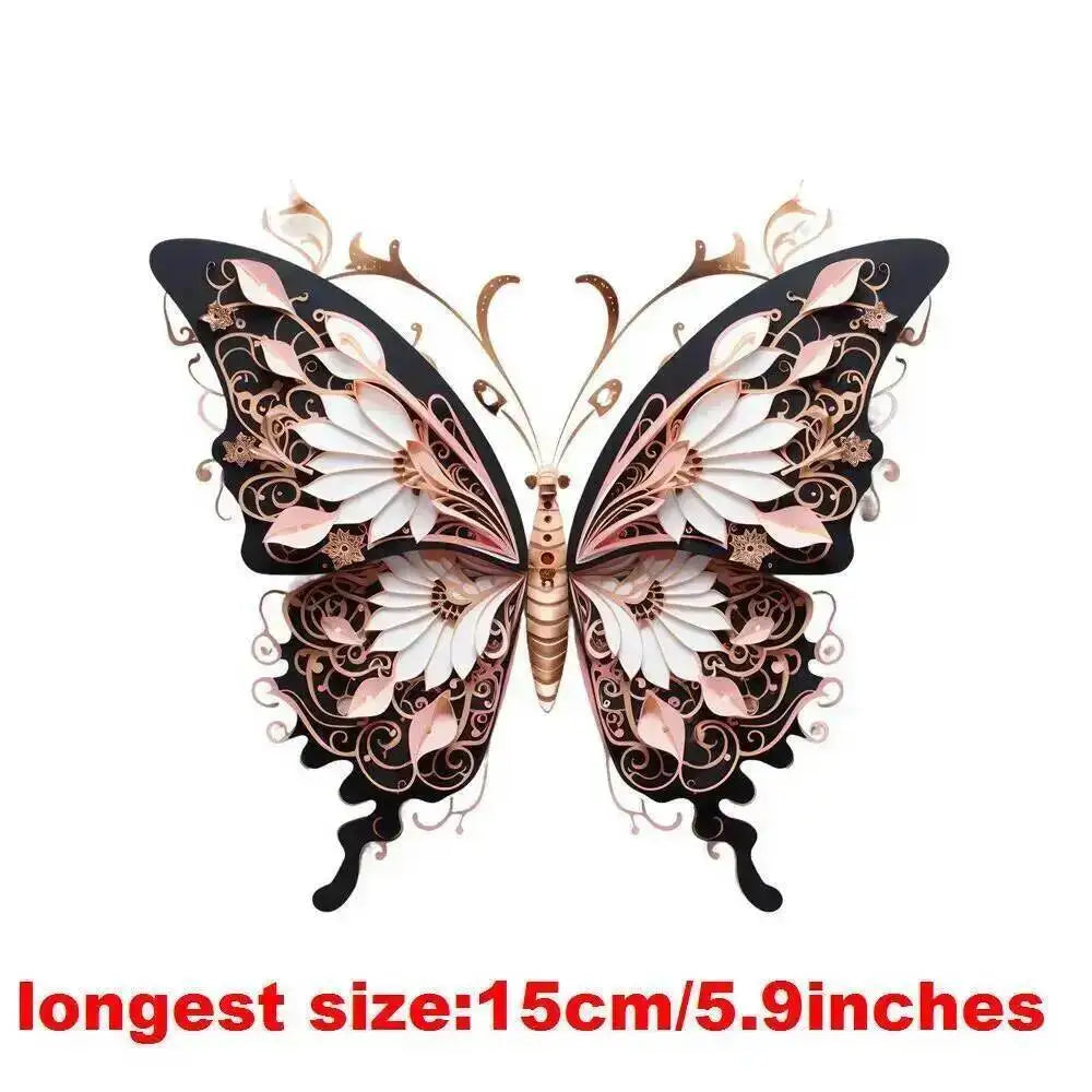 15cm Kids Cartoon Hollow Out Butterfly Dtf Transfers Ready To Press Patches For Clothing T-shirt Hoodies Heat Transfer Stickers