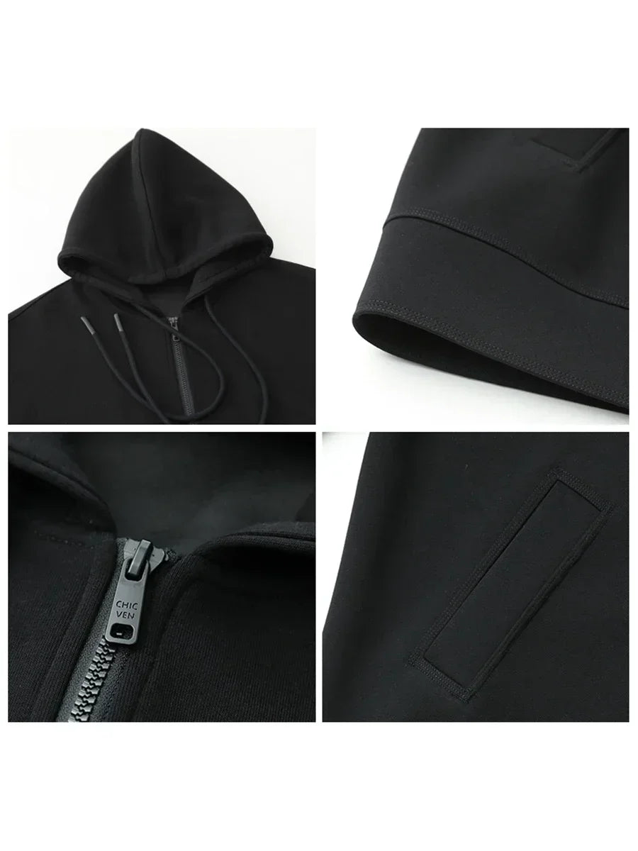 CHIC VEN Women Sweatshirts Hoodies Solid Loose Casual Hooded Female Tops Lady Coat Medium Length Overcoat Spring Autumn 2025